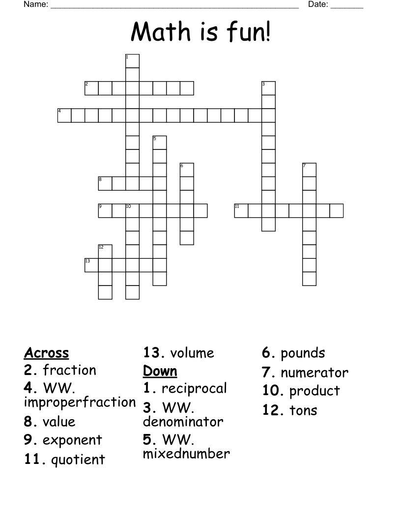 Math is fun! Crossword