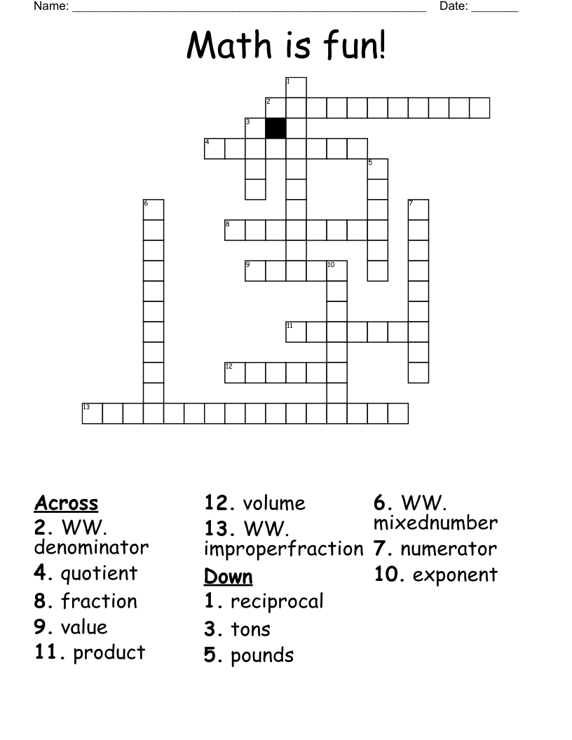 Math is fun! Crossword
