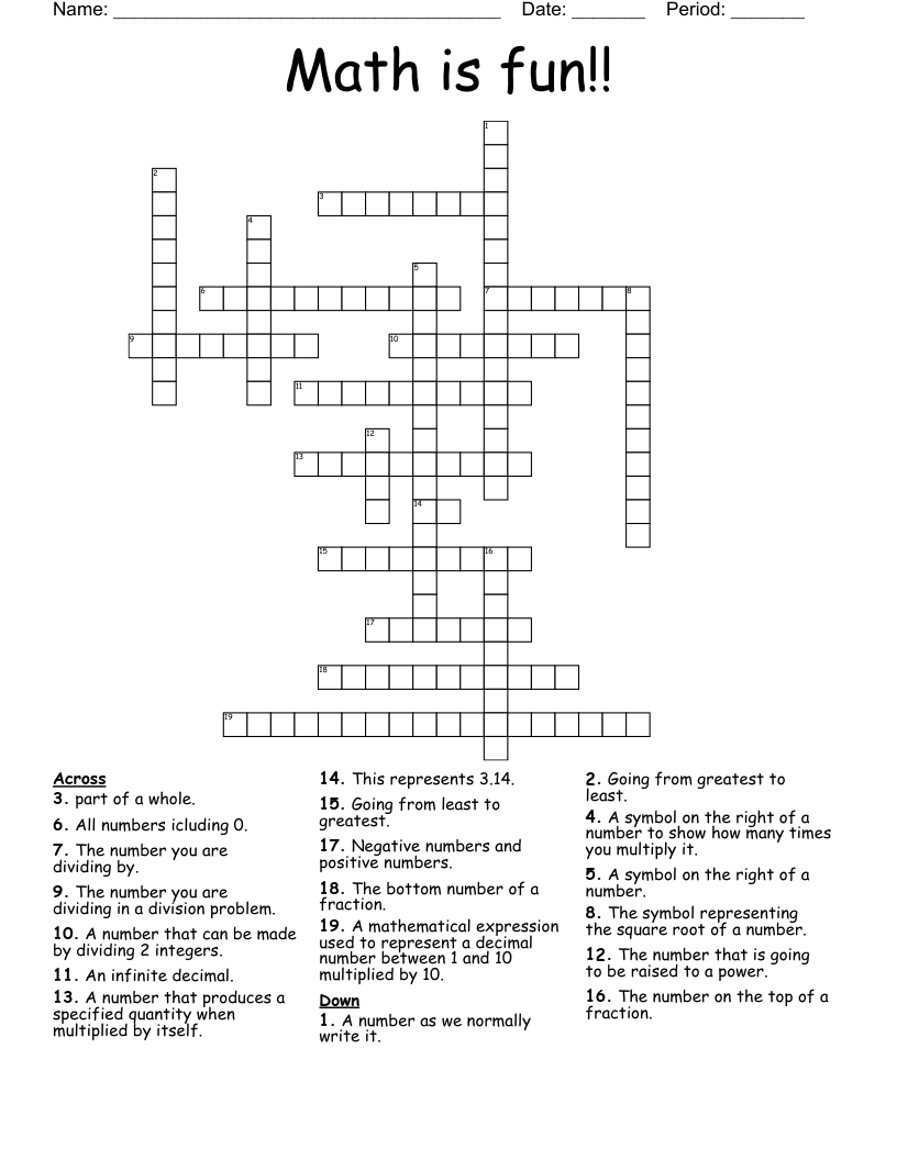 Math is fun!! Crossword