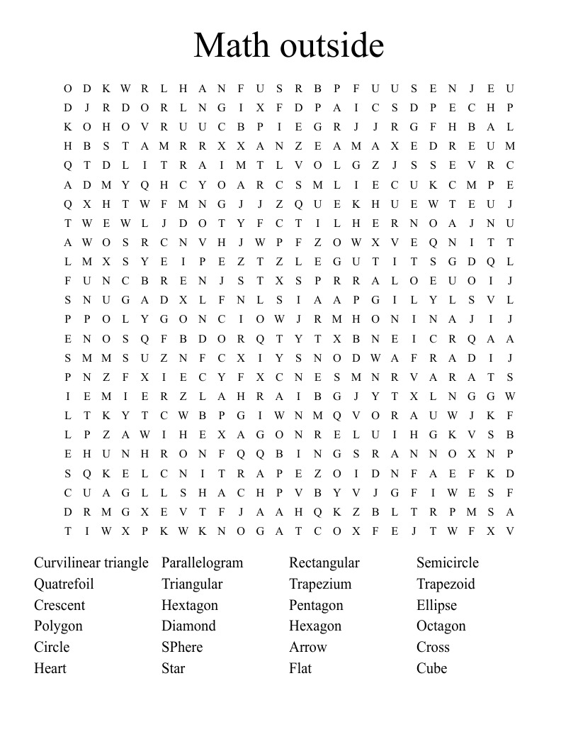 Math outside Word Search