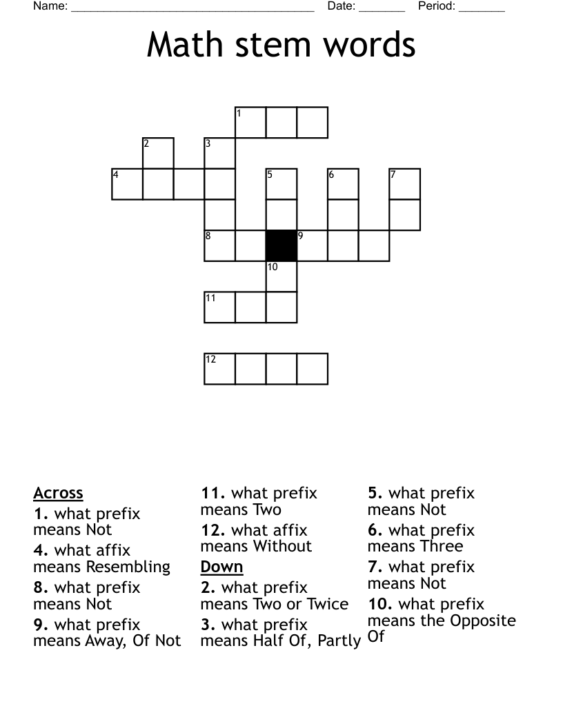 Math stem words Crossword