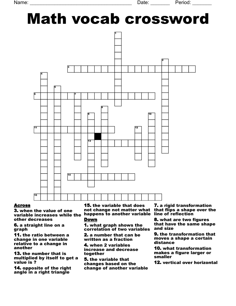 Math vocab crossword 