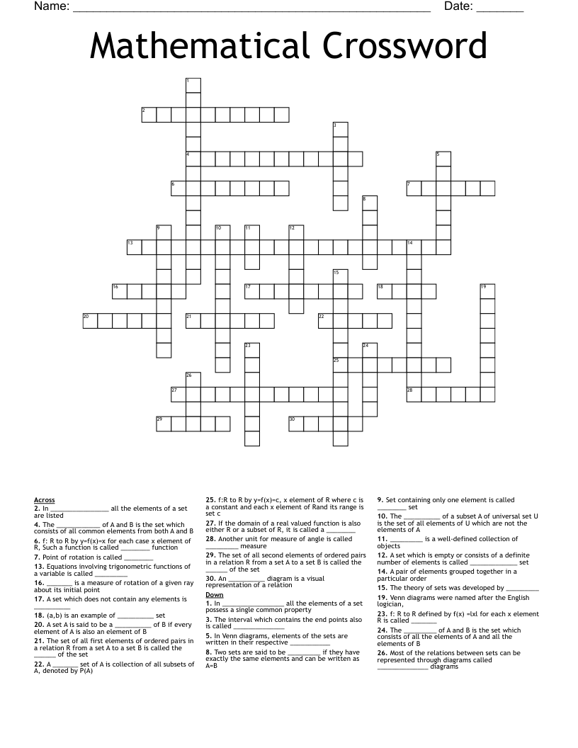 Mathematical Crossword