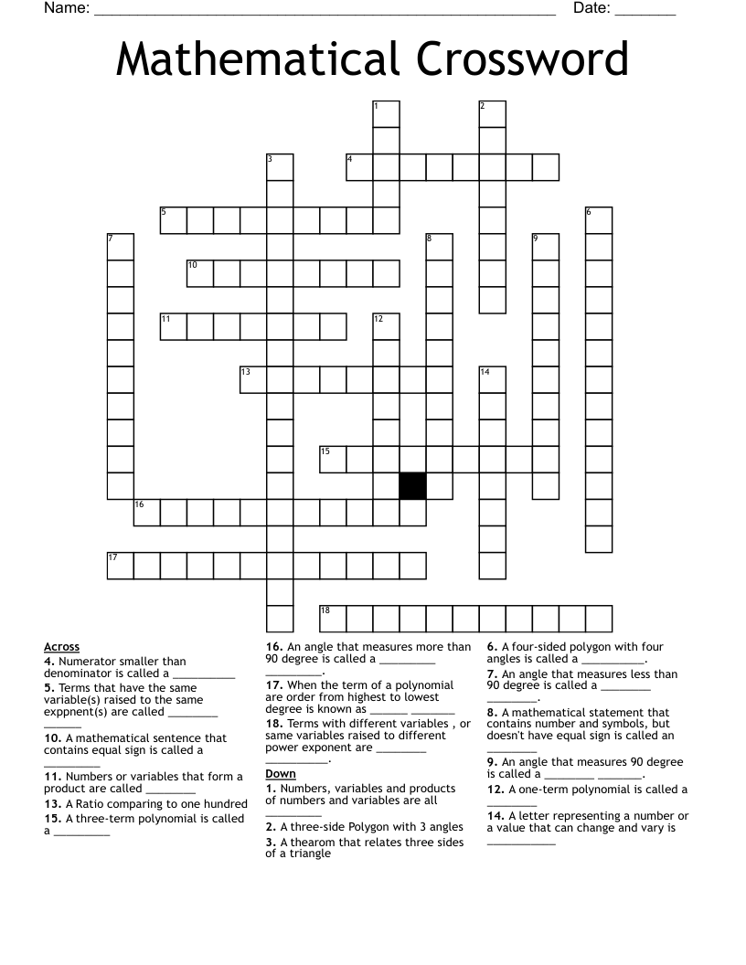 Mathematical Crossword 