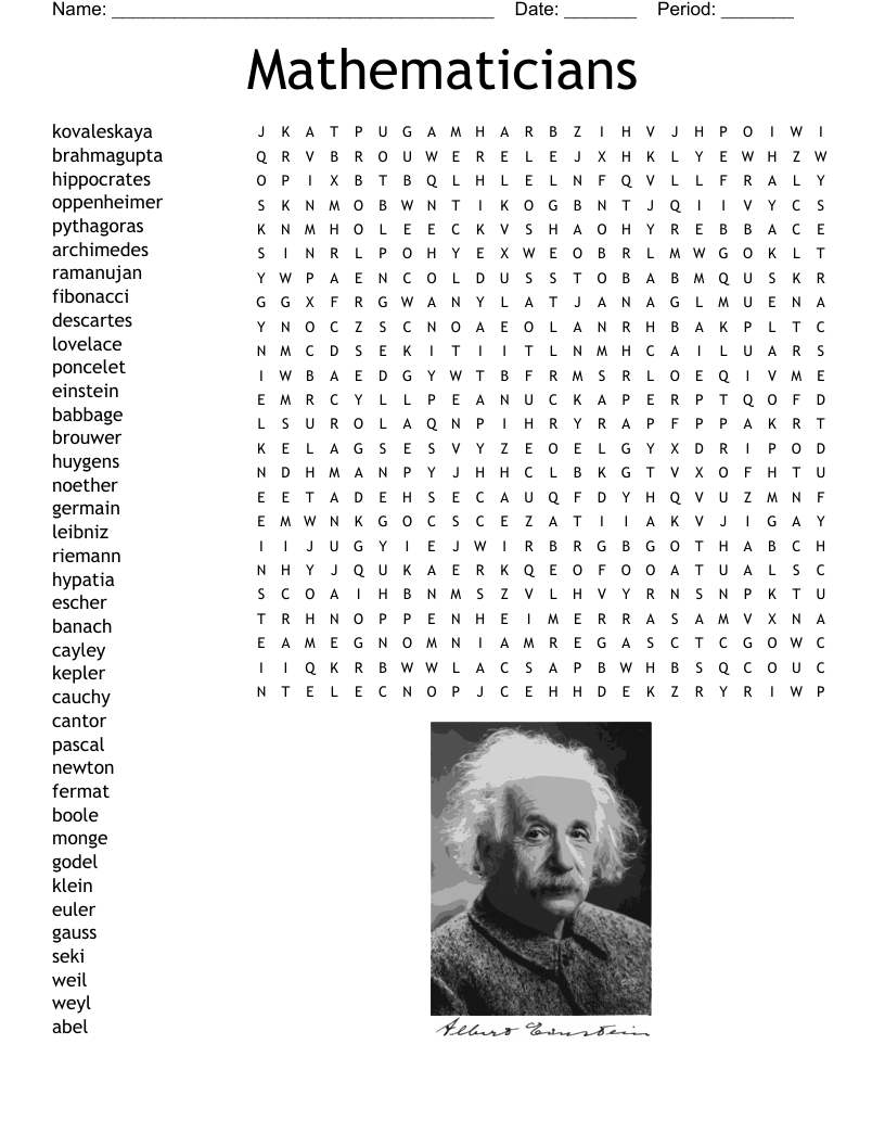 Mathematicians Word Search