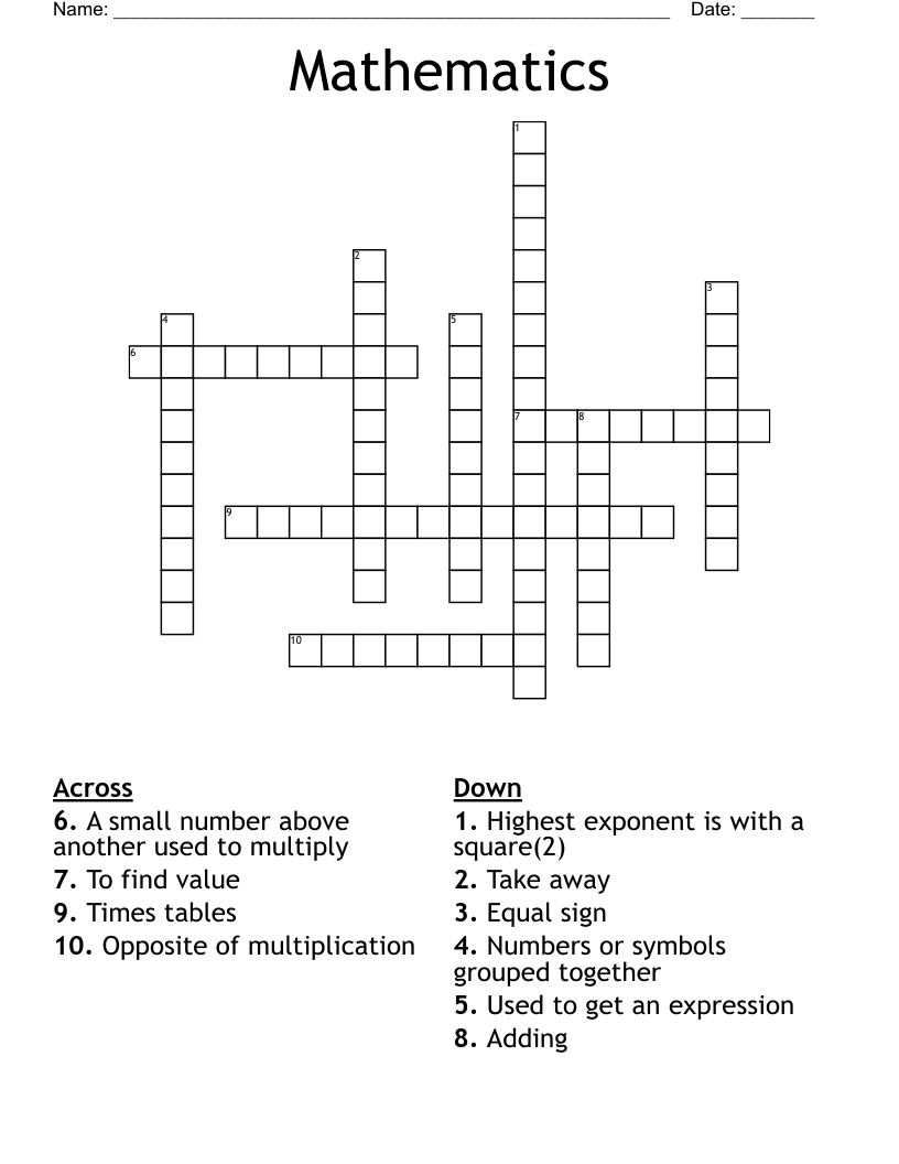 Mathematics Crossword