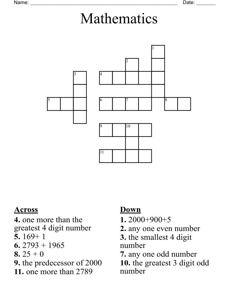 Mathematics Crossword