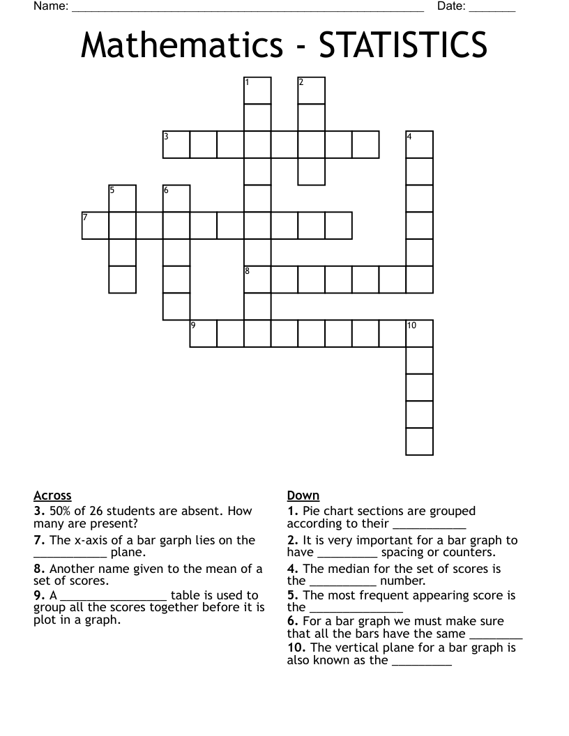 Mathematics - STATISTICS Crossword