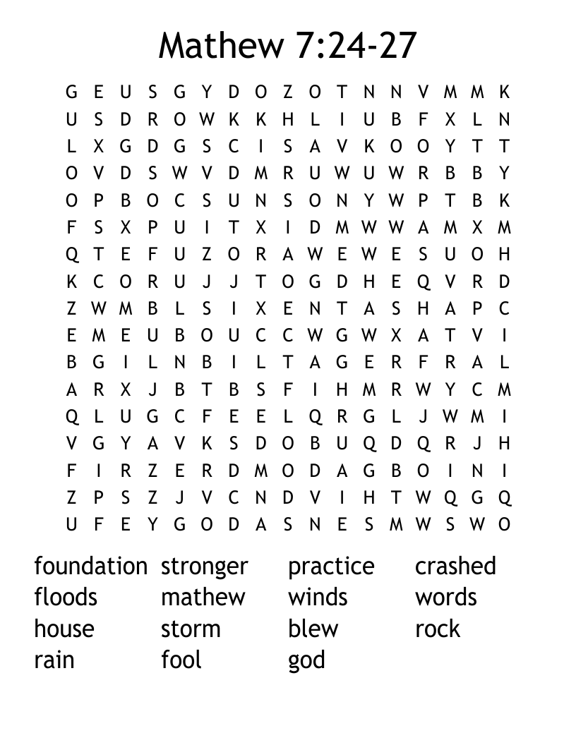 Mathew 7:24-27 Word Search