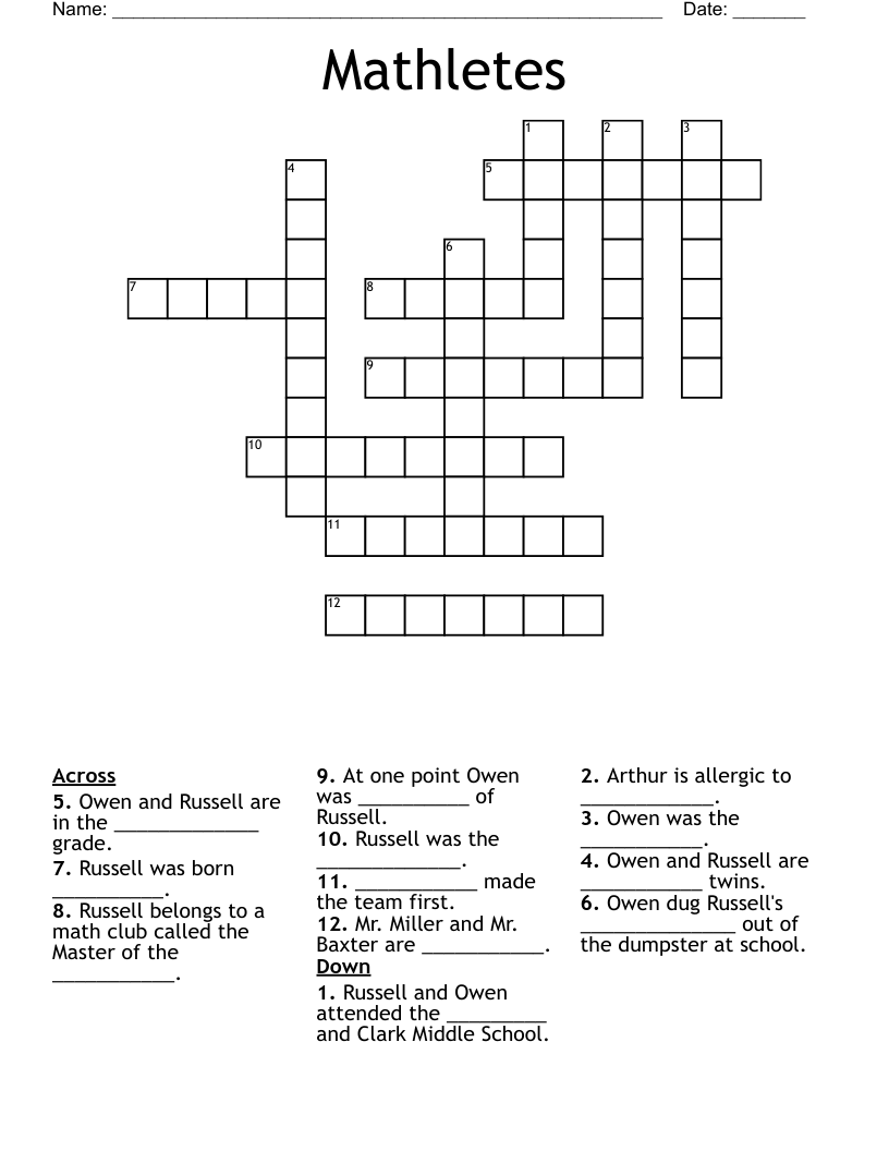 Mathletes Crossword