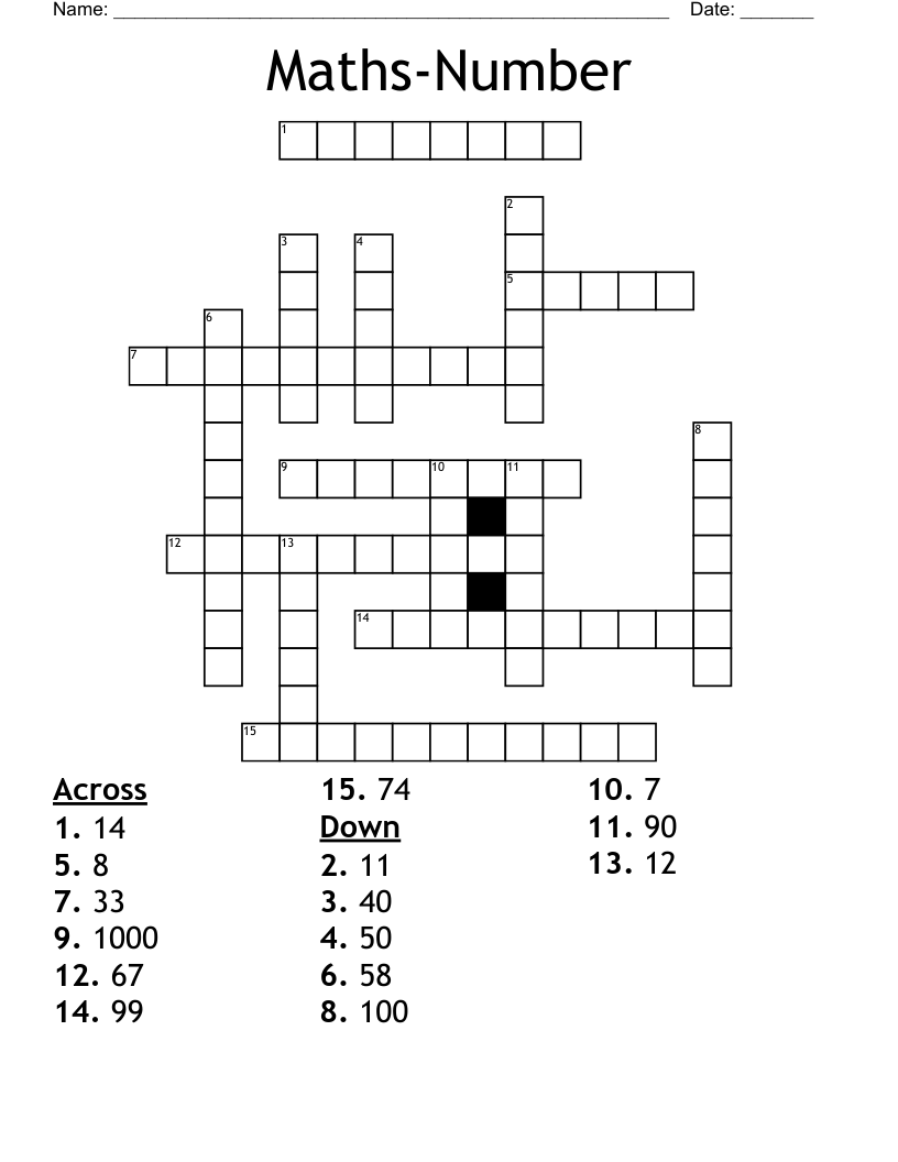 Maths-Number Crossword