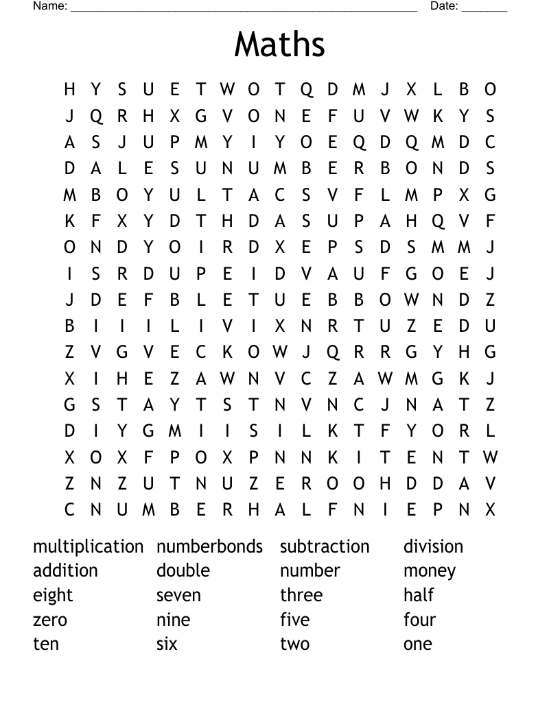Maths Word Search