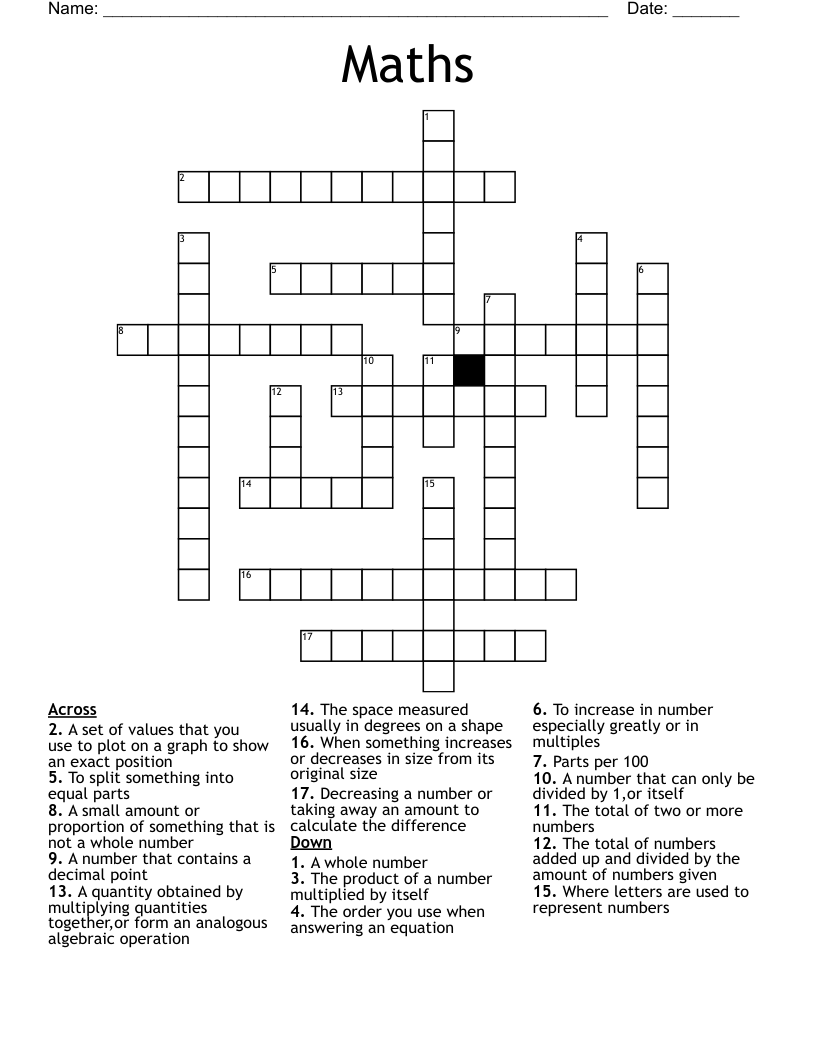 Maths Crossword
