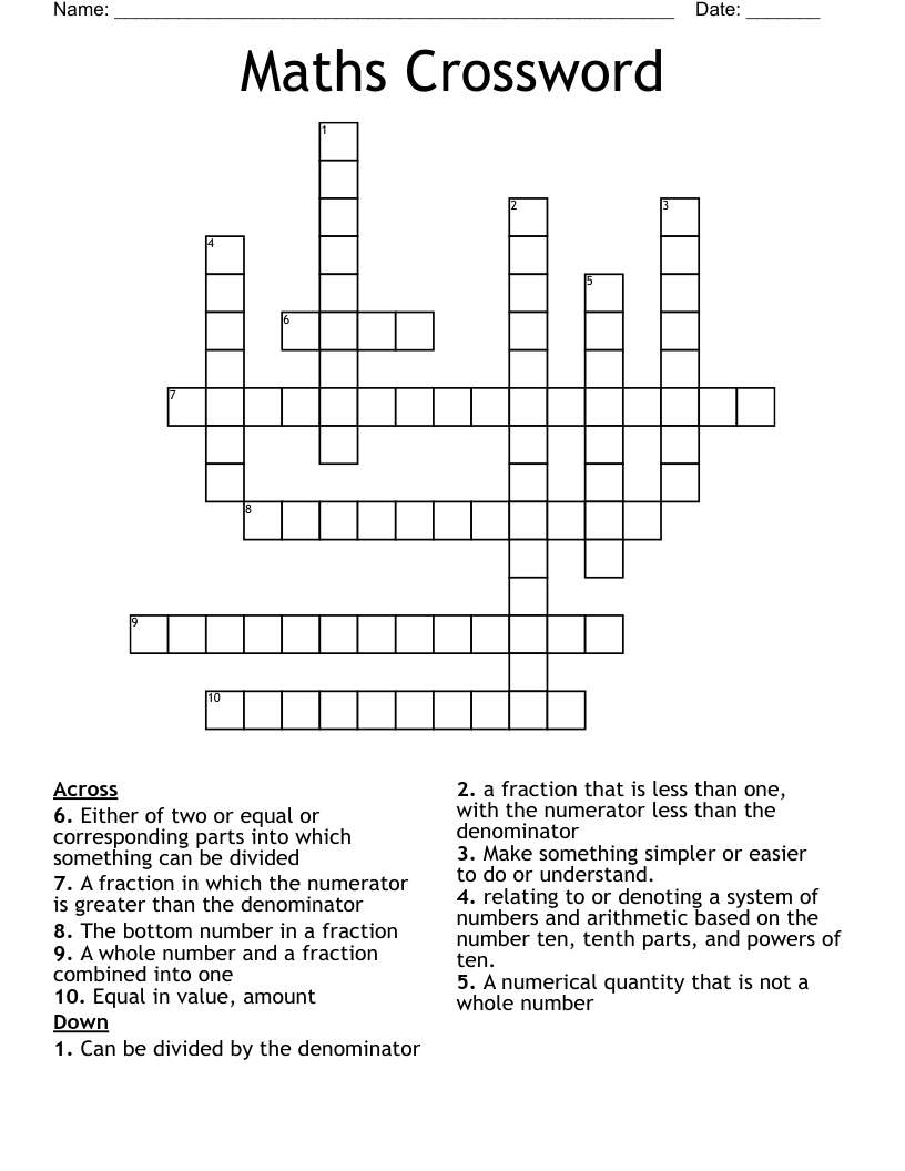 Maths Crossword