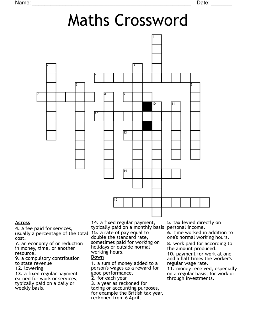 Maths Crossword