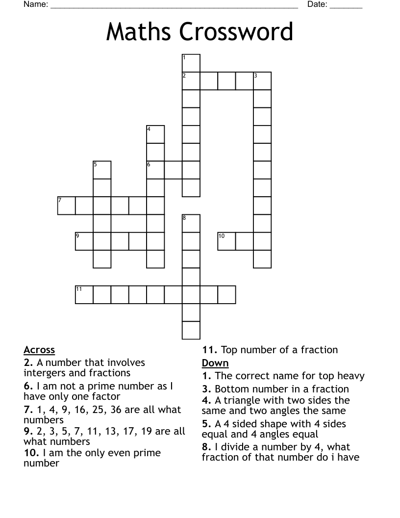 Maths Crossword