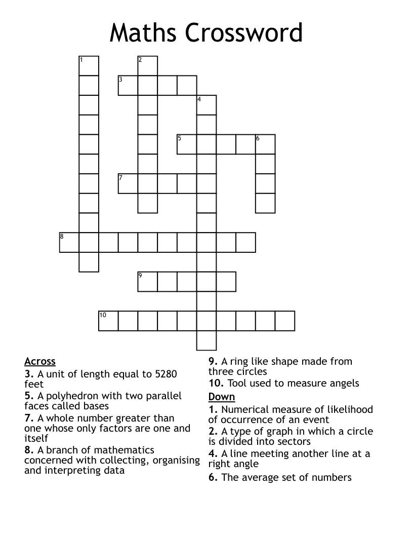 Maths Crossword 