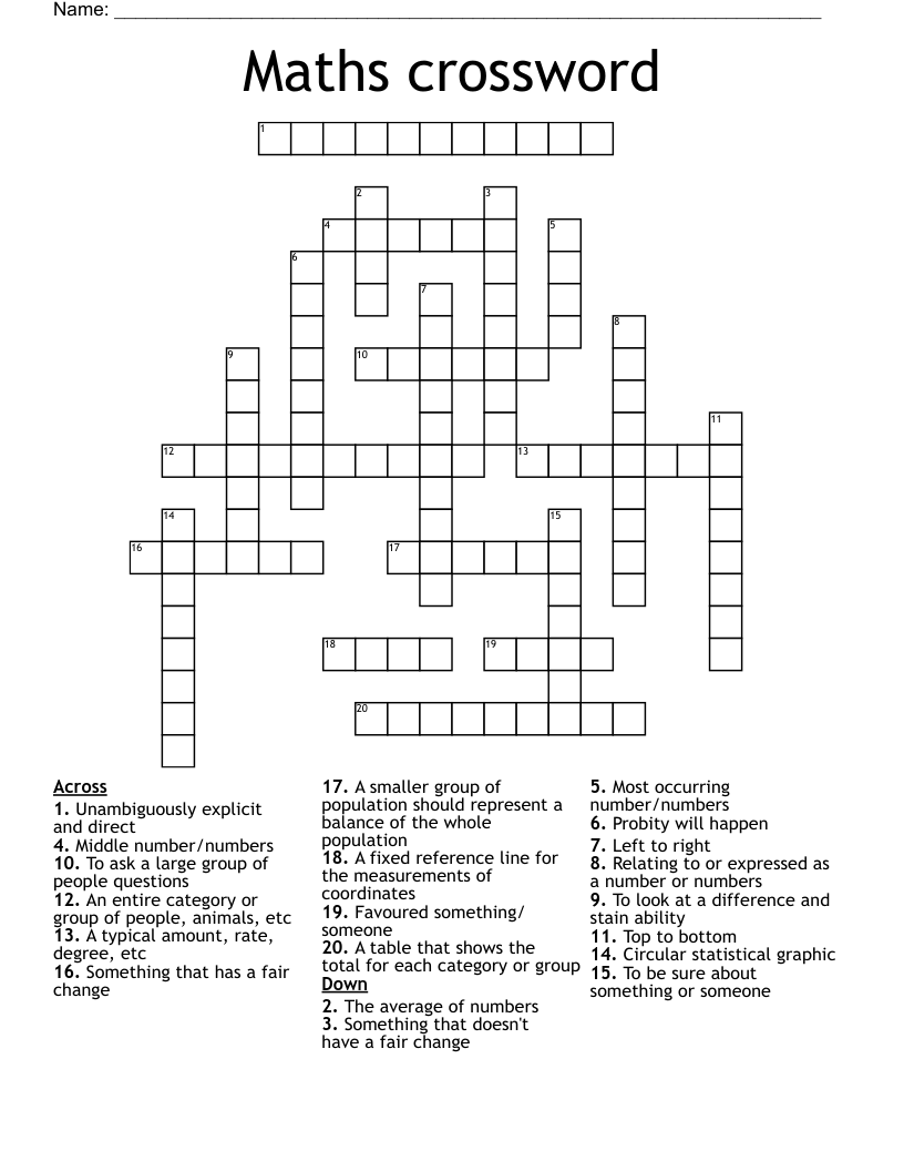 Maths crossword