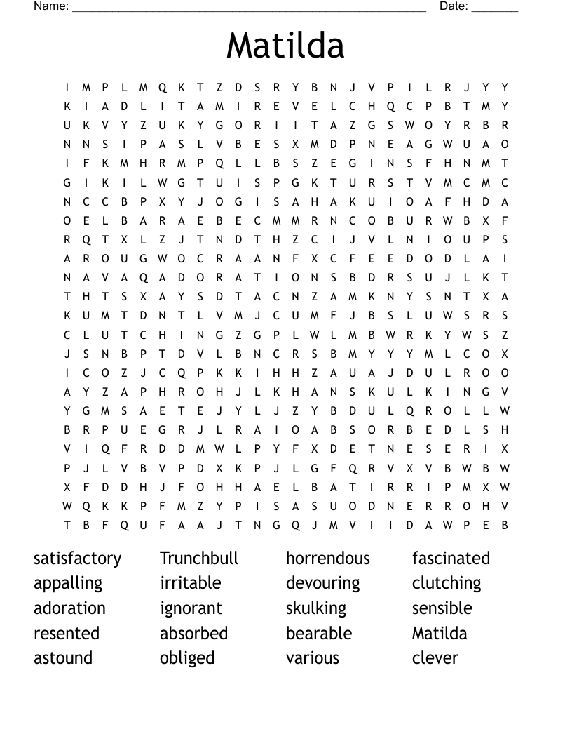 Matilda Word Search