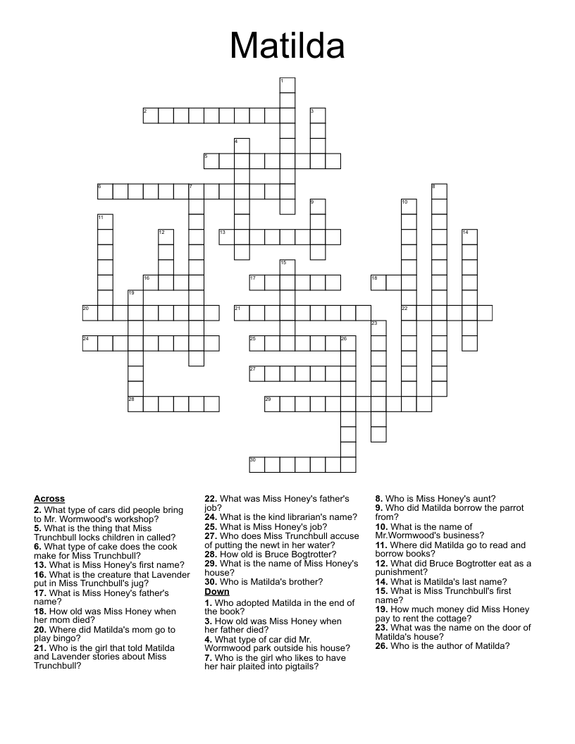 Matilda Crossword