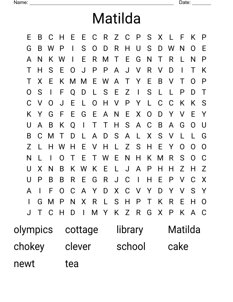 Matilda Word Search