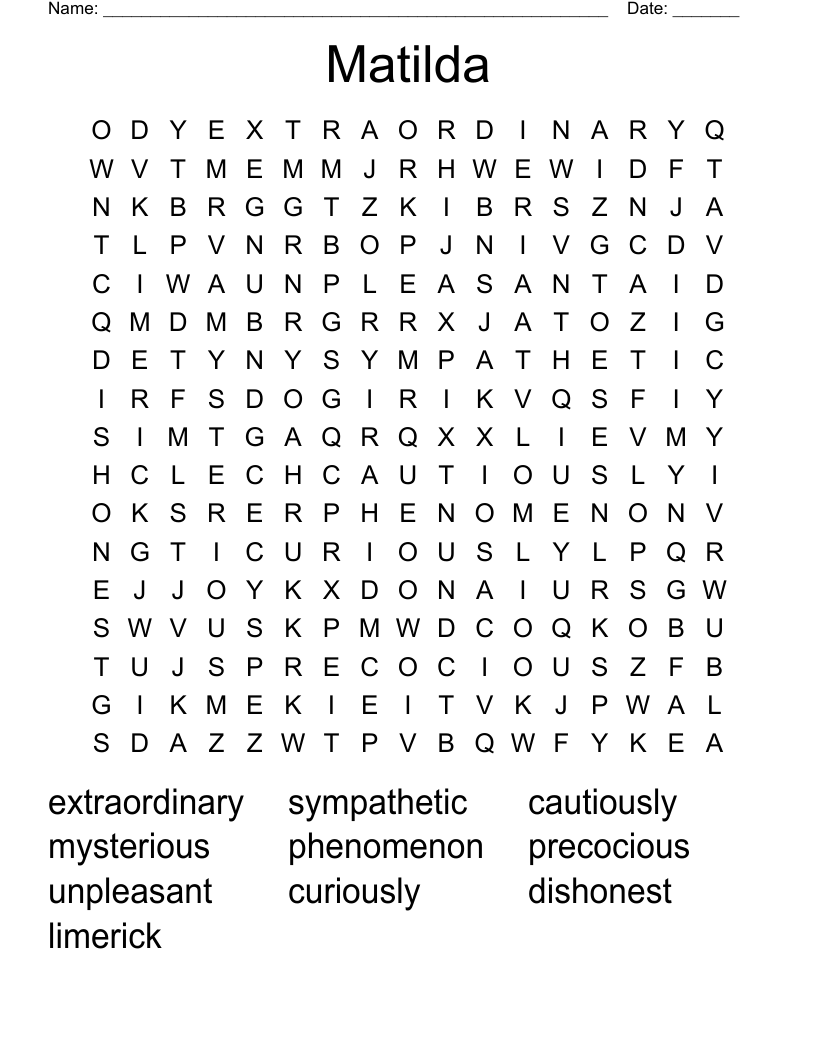 Matilda Word Search
