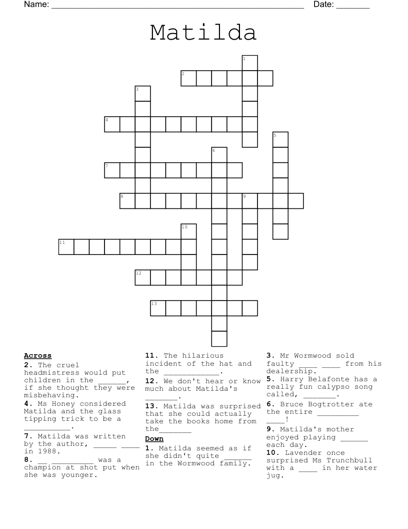 Matilda Crossword