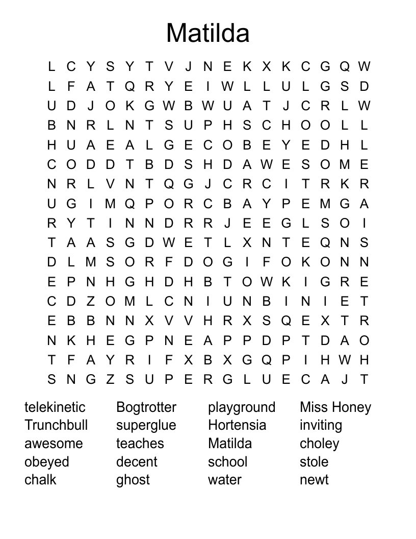Matilda Word Search