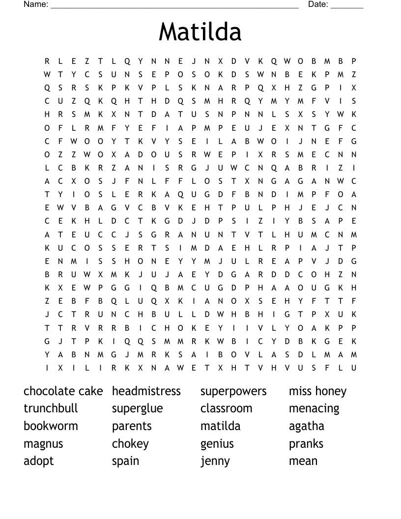 Matilda Word Search