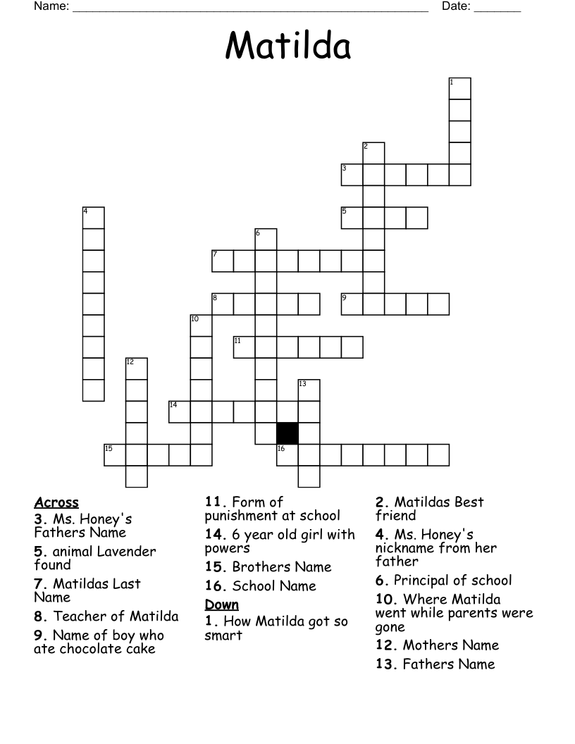 Matilda Crossword