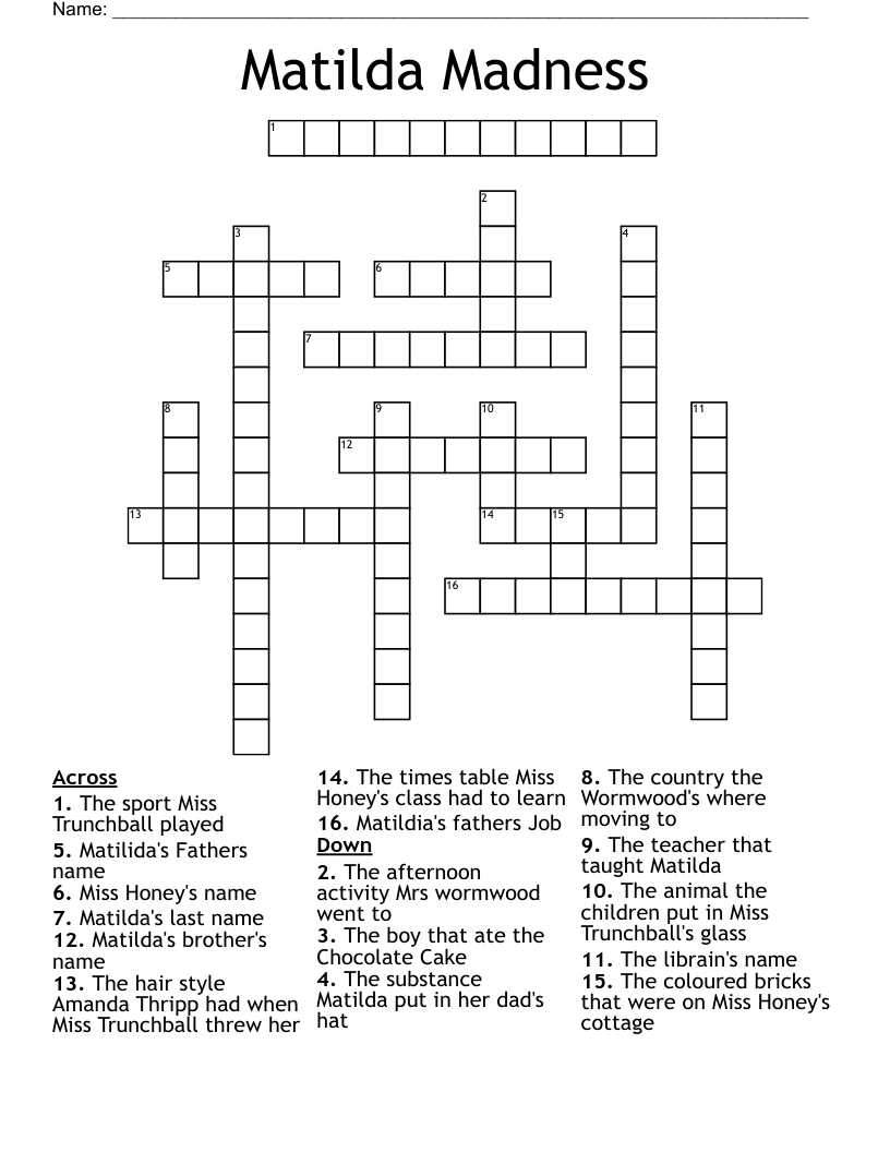 Matilda Madness Crossword