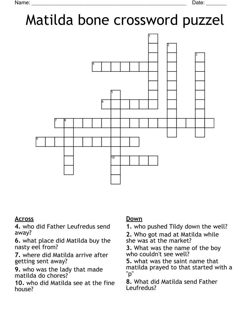 Matilda bone crossword puzzel