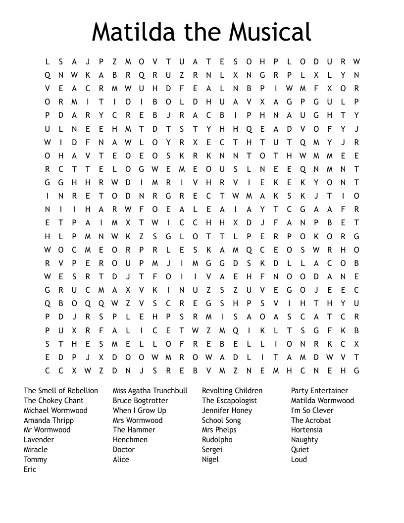 Matilda the Musical Word Search