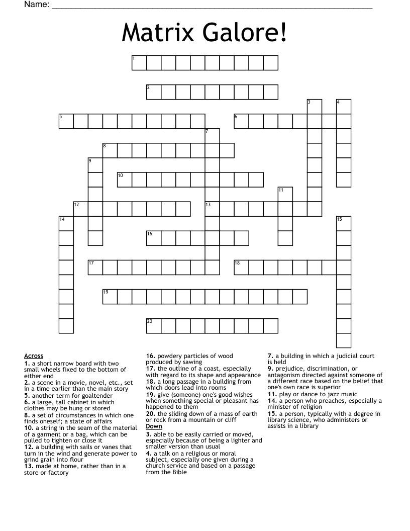 Matrix Galore! Crossword