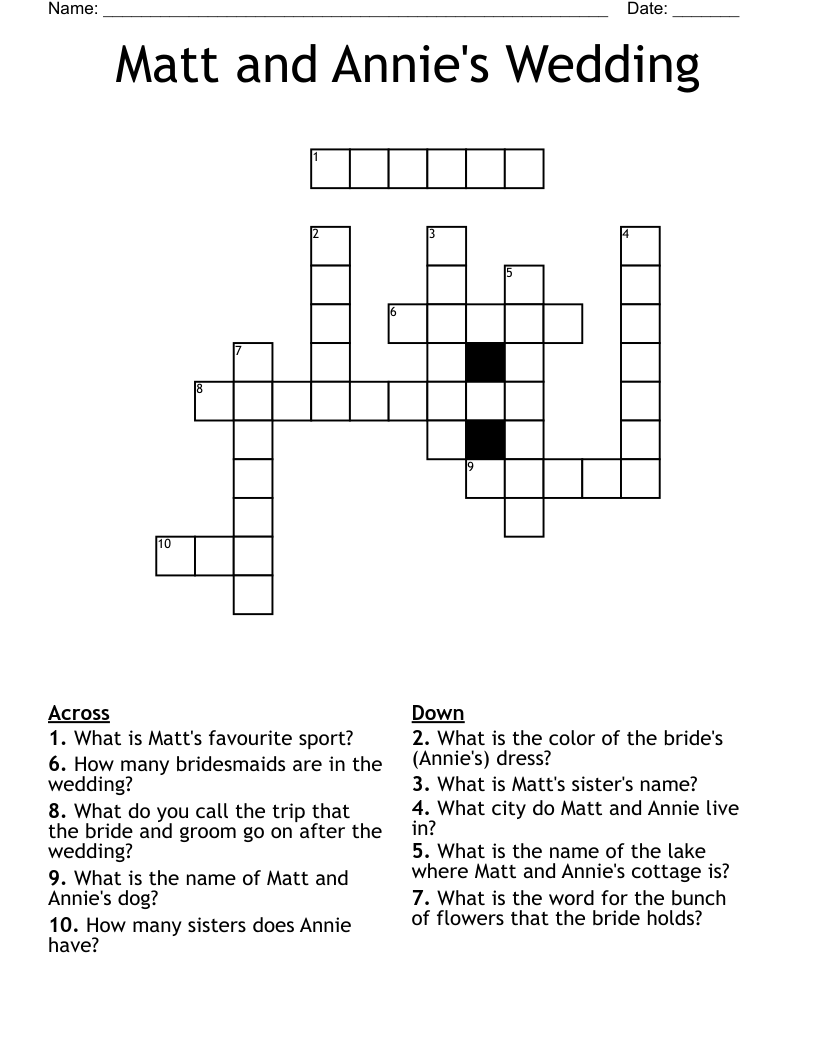 Matt and Annie's Wedding Crossword