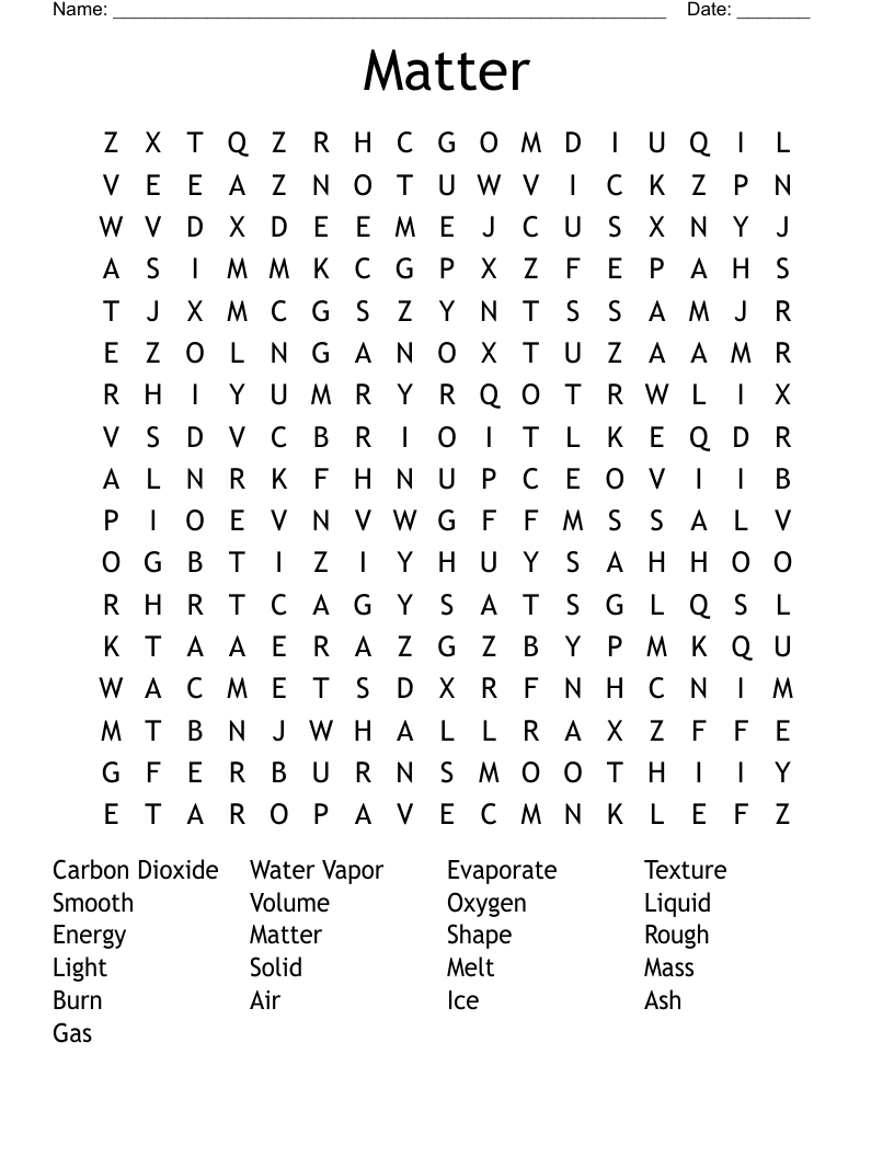 Matter Word Search