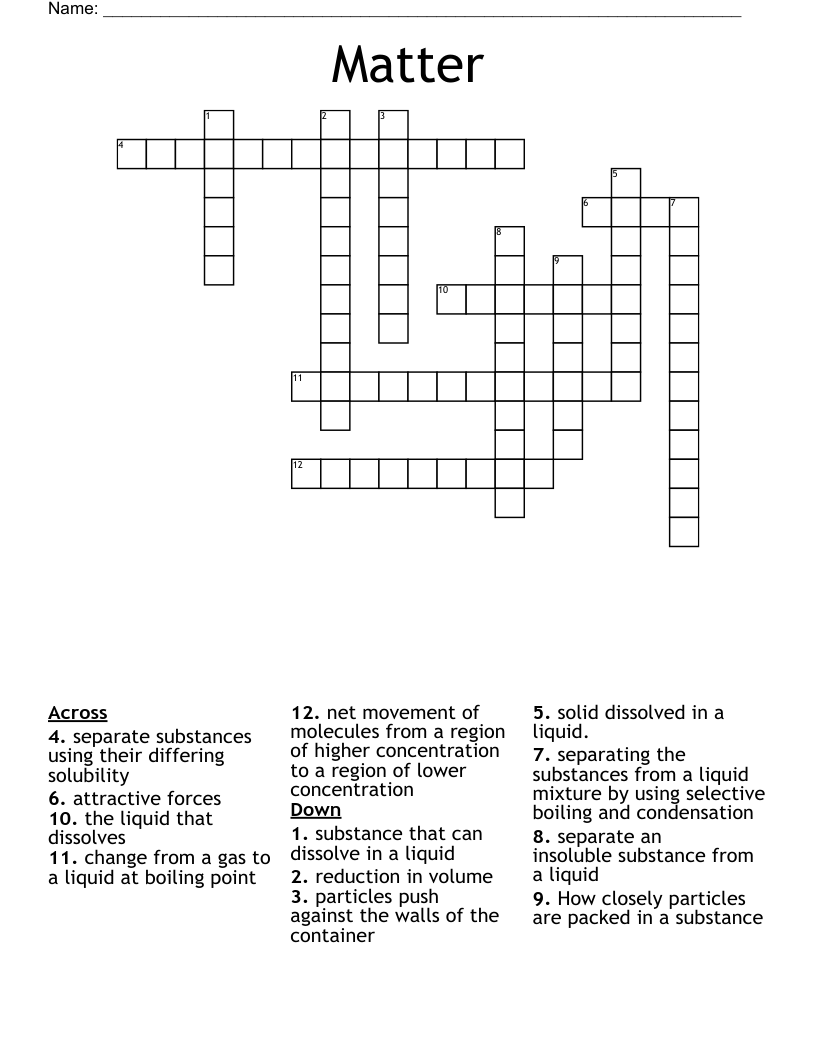 Matter Crossword