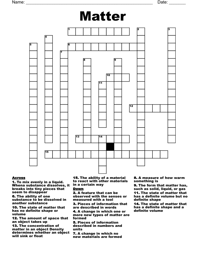 Matter Crossword