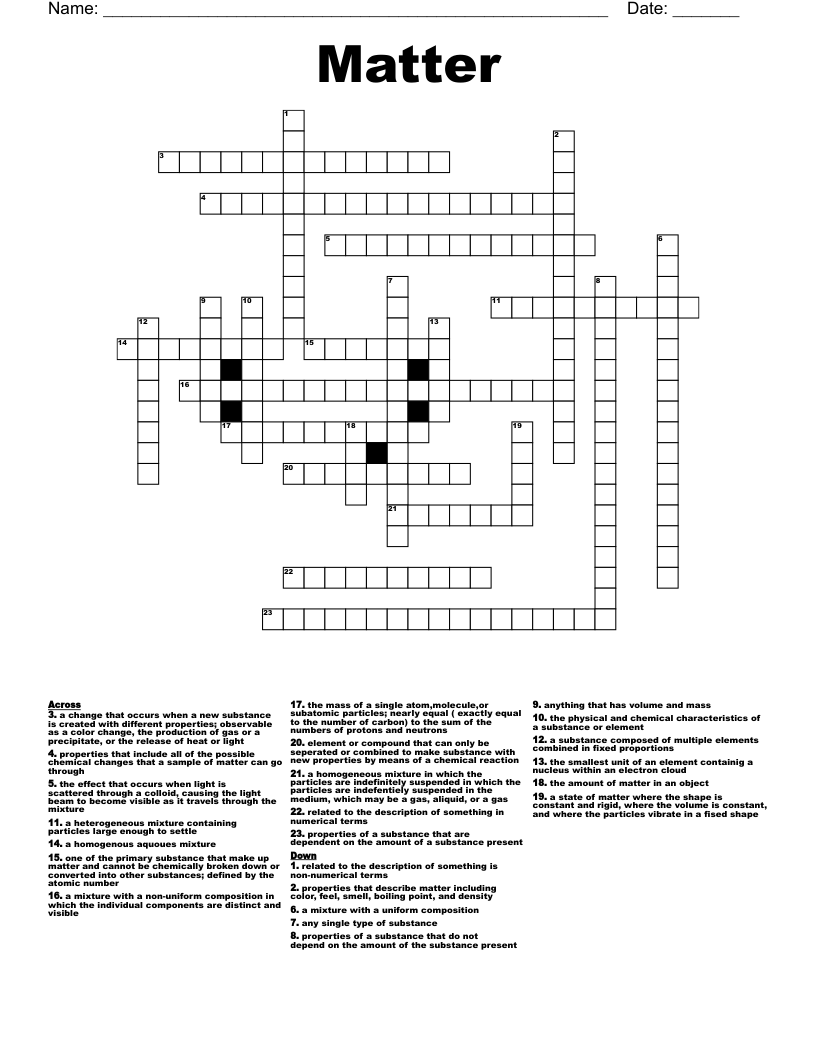 Matter Crossword
