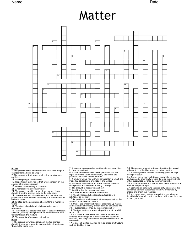 Matter Crossword