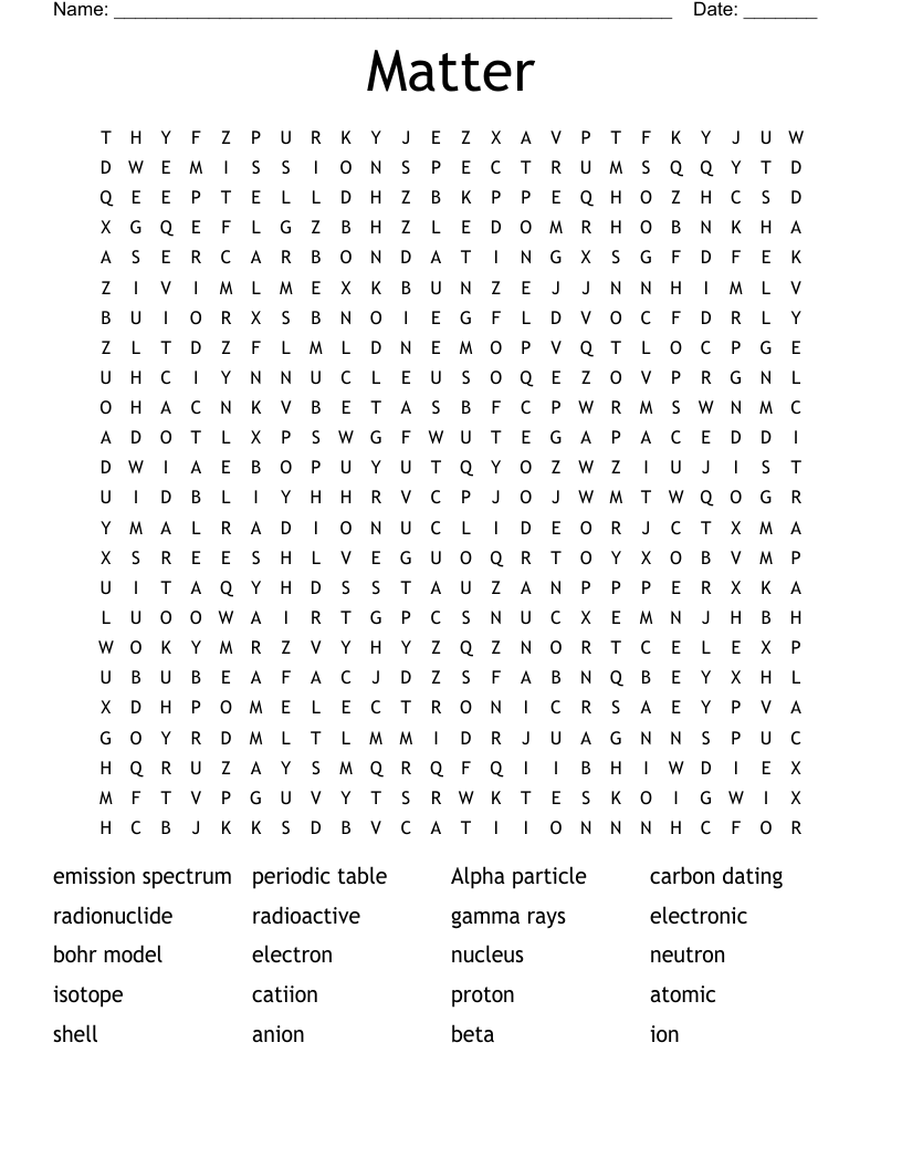 Matter Word Search