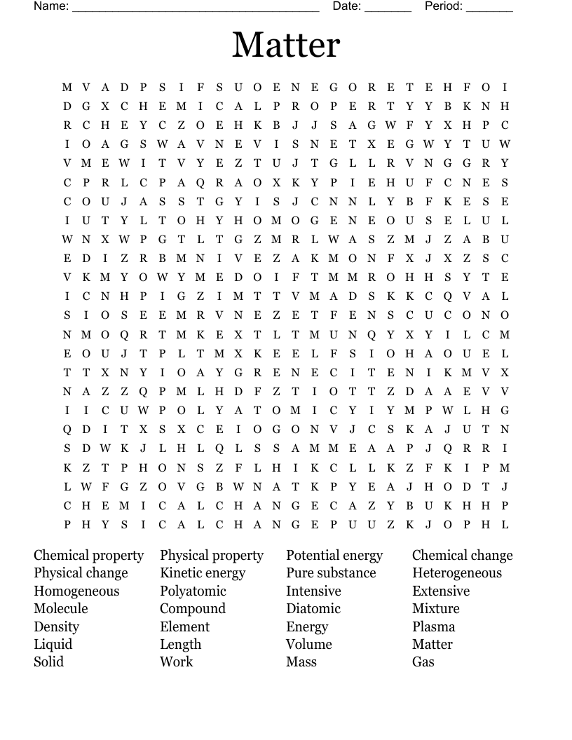 Matter Word Search