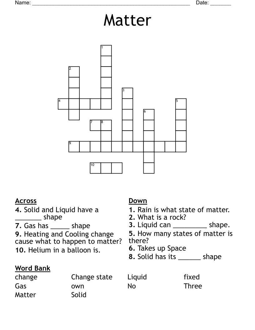 Matter Crossword