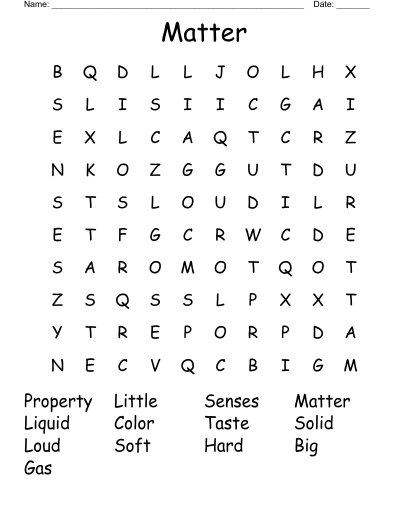 Matter Word Search