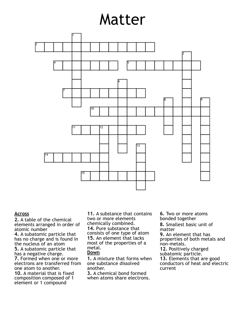 Matter Crossword