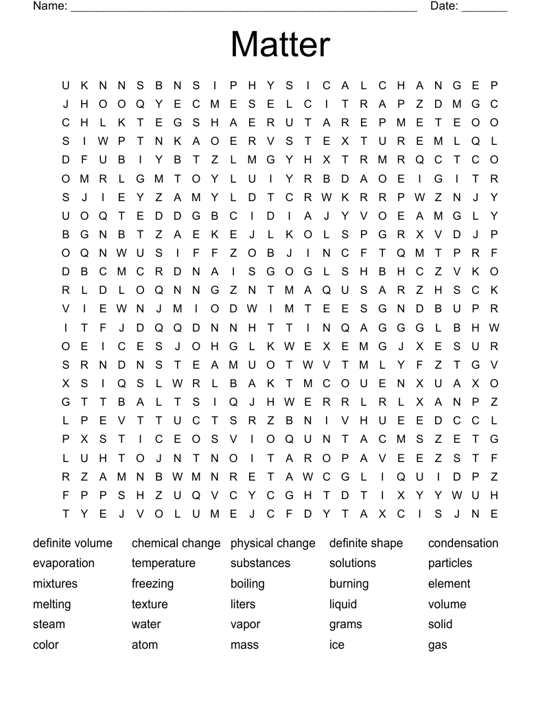 Matter Word Search