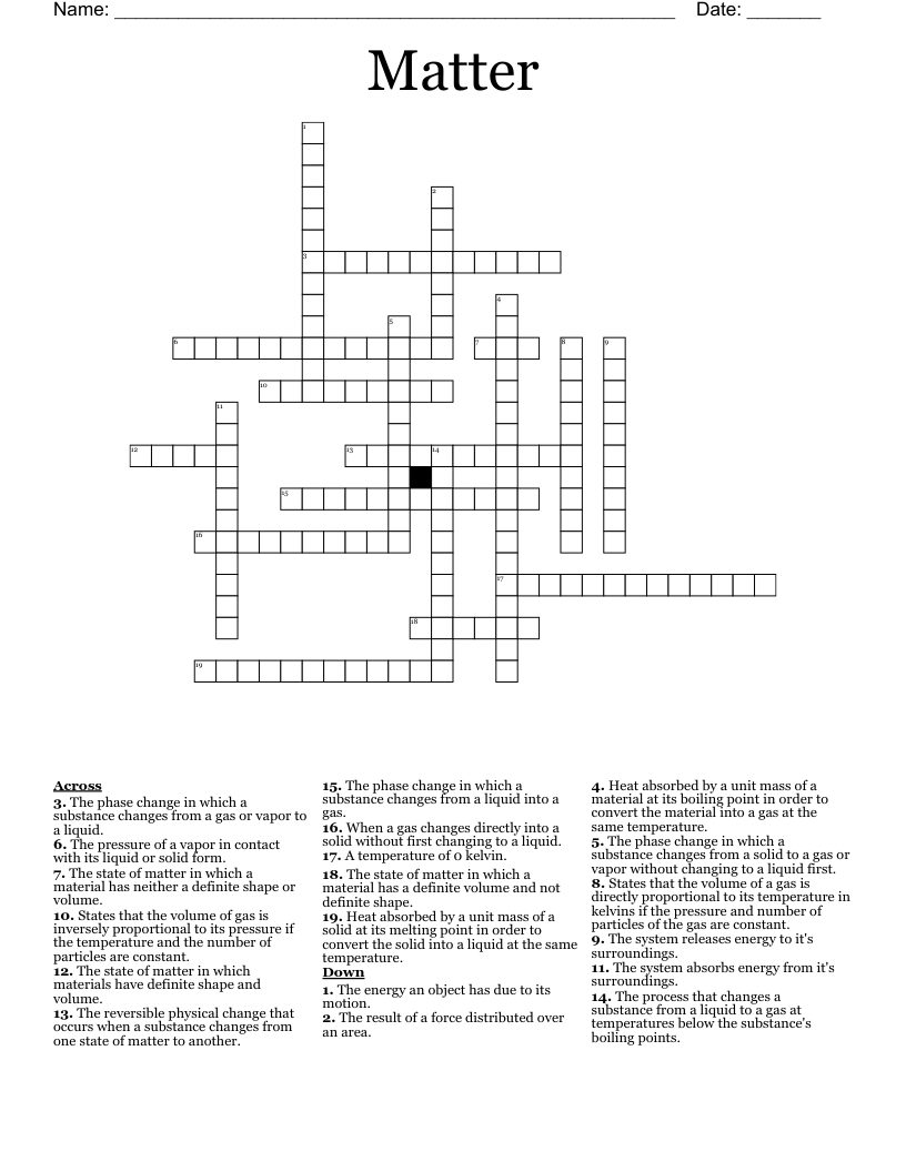 Matter Crossword