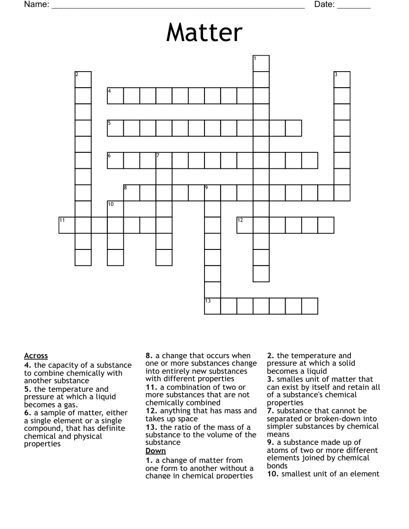 Matter Crossword