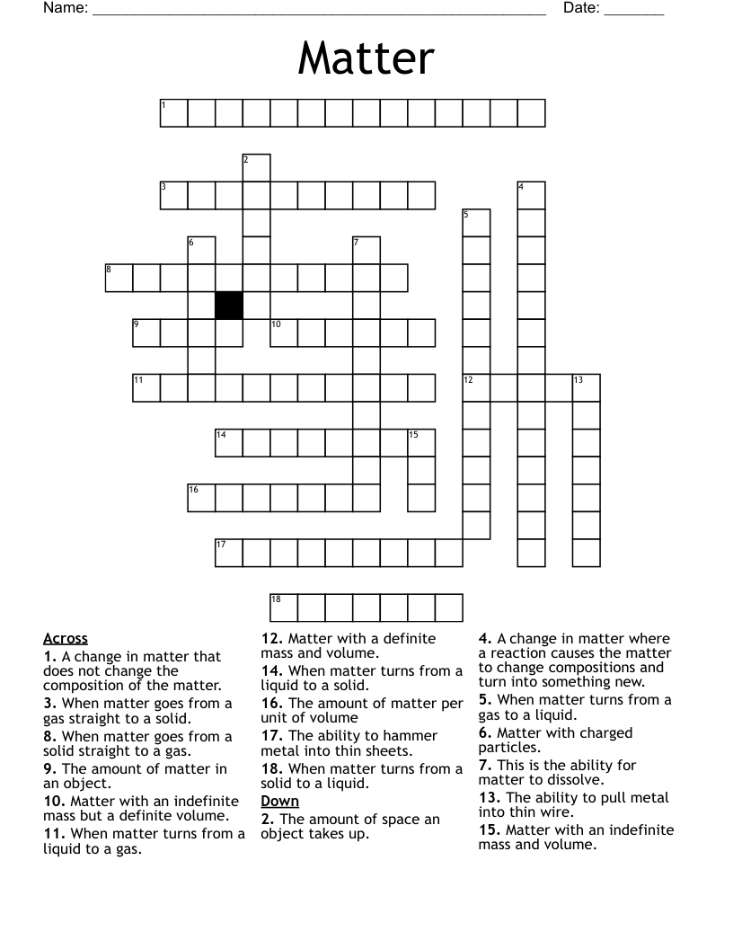 Matter Crossword