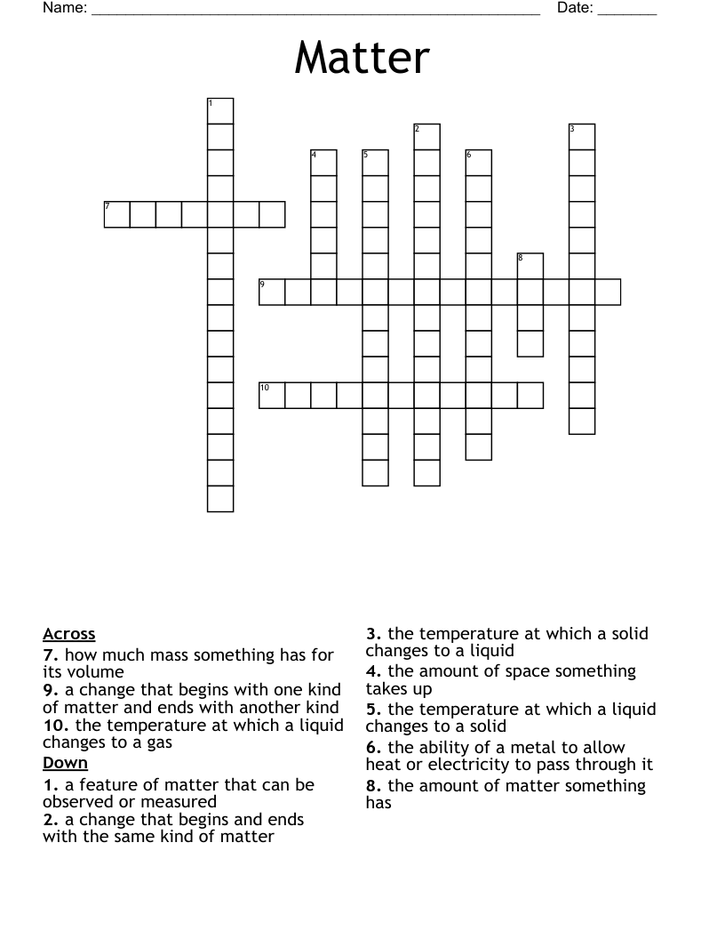 Matter Crossword